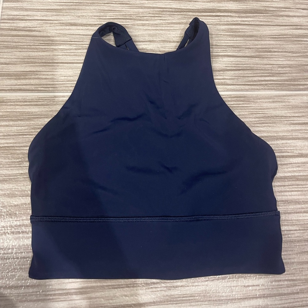 Lululemon High Neck Energy Bra Long Line Navy size 4